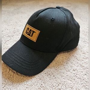 CAT Caterpillar Black Baseball Cap With Brown CAT Logo Outdoors Rugged Workwear